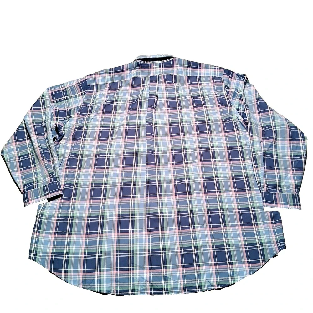POLO‎ RALPH LAUREN Mens Shirt Button Down Plaid Performance Wicking Blue 4XB